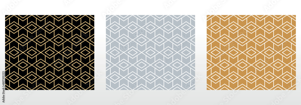 Set of abstract geometric patterns. Seamless vector backgrounds. Colored ornaments Graphic modern patterns Simple lattice graphic design Set of abstract geometric patterns. Seamless vector backgrounds. Colored ornaments Graphic modern patterns Simple lattice graphic design