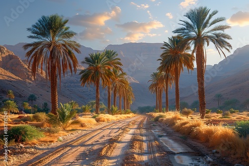 A road with palm trees on either side