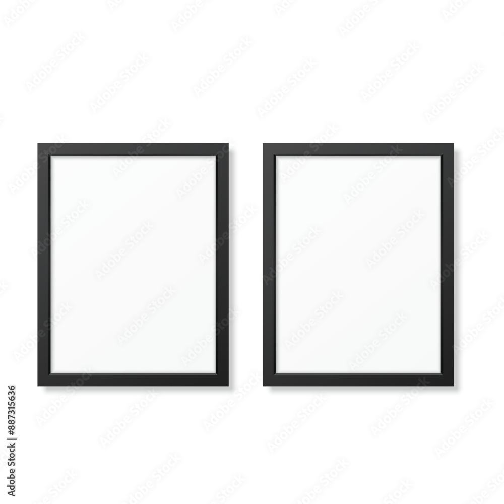Two vector picture frames, black and white, isolated, simple design Two vector picture frames, black and white, isolated, simple design