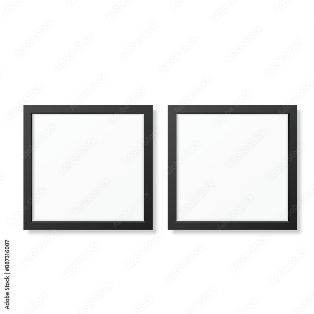 Two vector picture frames, black and white, isolated, simple design Two vector picture frames, black and white, isolated, simple design