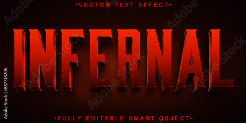Red Horror Hell Infernal Vector Fully Editable Smart Object Text Effect