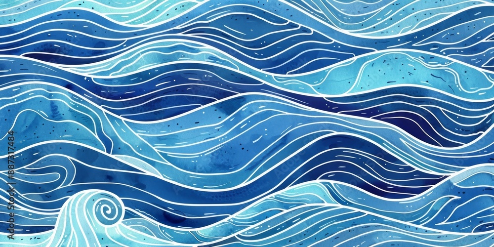 Abstract Blue and White Water Waves Texture: AI-Generated 4K Wallpaper for Computer and Mobile. Serene and Dynamic Ocean-Inspired Design with Copy Space. Abstract Blue and White Water Waves Texture: AI-Generated 4K Wallpaper for Computer and Mobile. Serene and Dynamic Ocean-Inspired Design with Copy Space.