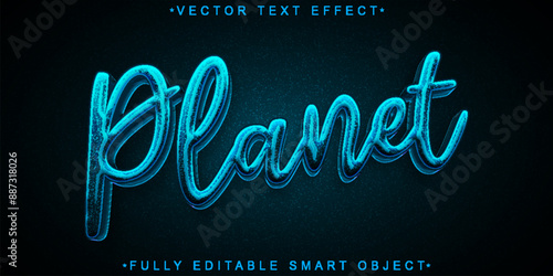 Cartoon Blue Planet Vector Fully Editable Smart Object Text Effect