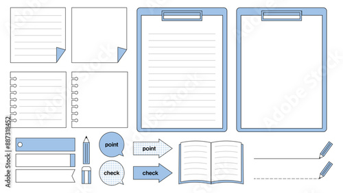 バインダー付箋メモ青