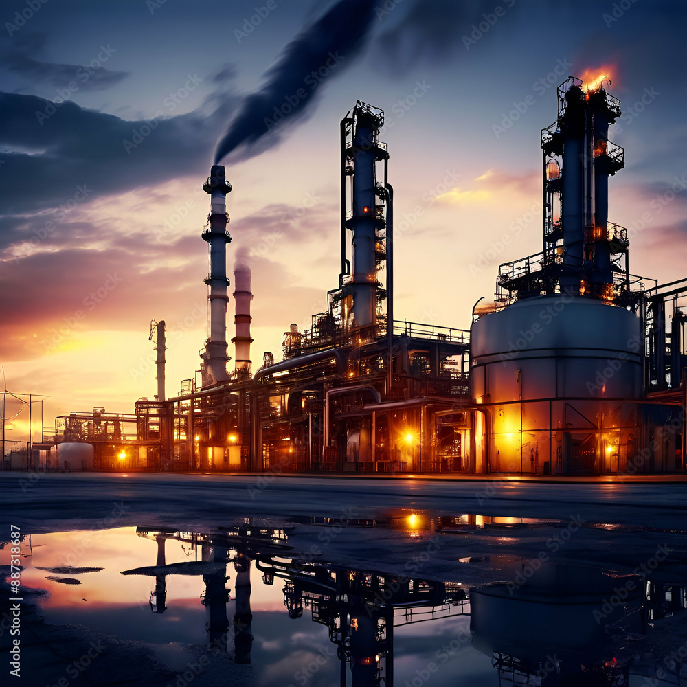 Obraz premium oil refinery at night