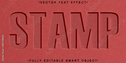 Stamp Red Vector Fully Editable Smart Object Text Effect