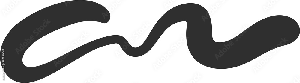 Squiggle curly line. Swoosh stroke and swirl hand drawn calligraphy swash. Decorative doodle black paint shape. Wavy flourish Squiggle curly line. Swoosh stroke and swirl hand drawn calligraphy swash. Decorative doodle black paint shape. Wavy flourish