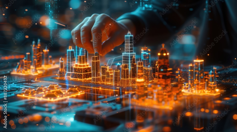 Fototapeta premium Cyberpunk Cityscape Architects Touch