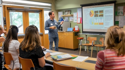 - A public health specialist presenting health information to a group, with a focus on education and outreach