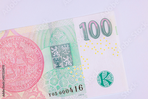 CZK Banknotes issued by Ceska Narodni Bank in denomination of 100 korunas rear view photo