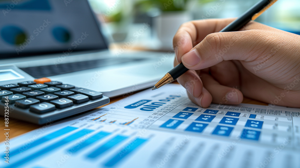 Person Using a Calculator for Financial Calculations, Essential for Business Planning and Accounting. Represents Accurate and Strategic Economic Management. Person Using a Calculator for Financial Calculations, Essential for Business Planning and Accounting. Represents Accurate and Strategic Economic Management.