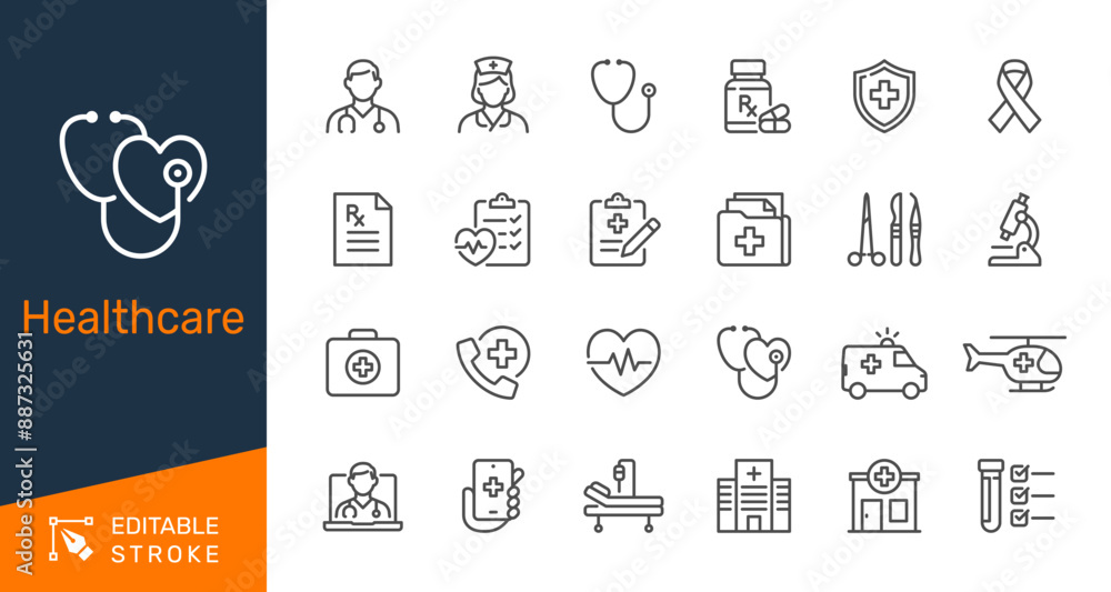 © Peacefully7 - Healthcare thin line icons. Editable stroke. Pixel perfect. © Peacefully7 - Healthcare thin line icons. Editable stroke. Pixel perfect.