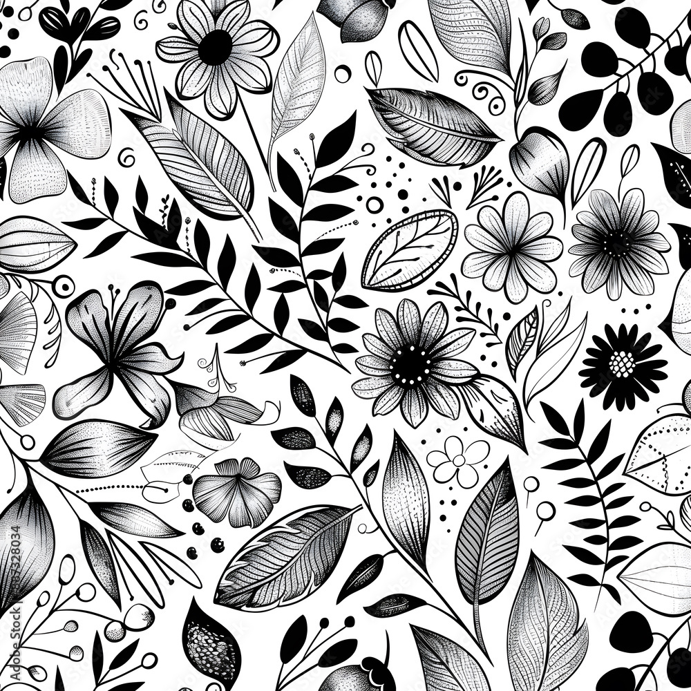 2D flower and leaf cards in various styles 2D flower and leaf cards in various styles