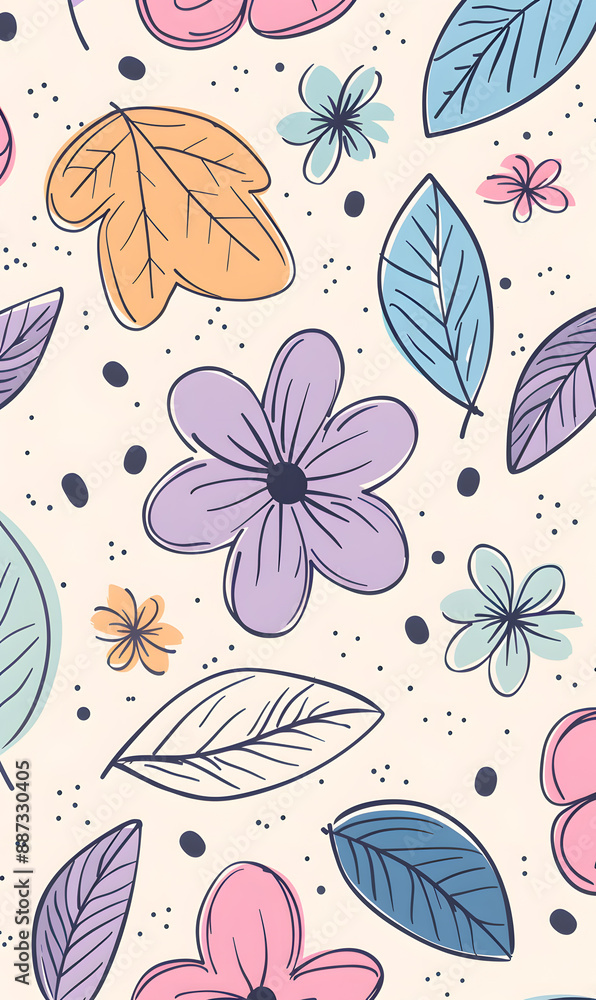 2D flower and leaf cards in various styles 2D flower and leaf cards in various styles