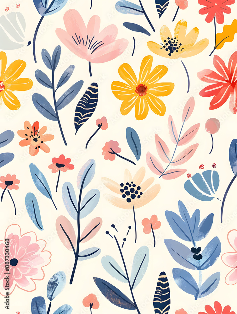 2D flower and leaf cards in various styles 2D flower and leaf cards in various styles