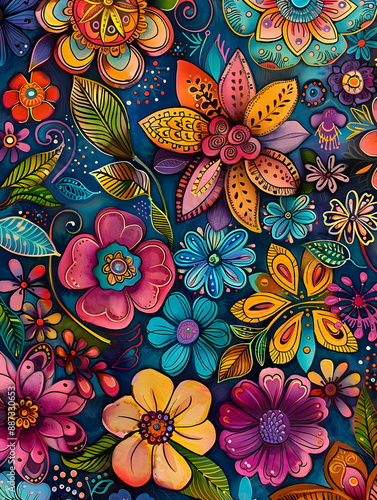 2D flower and leaf cards in various styles