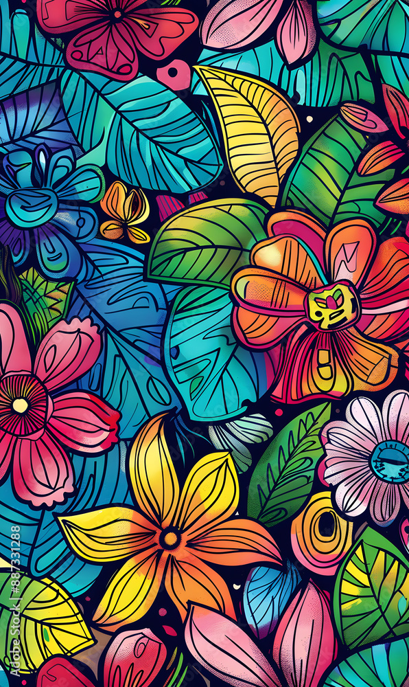 2D flower and leaf cards in various styles 2D flower and leaf cards in various styles