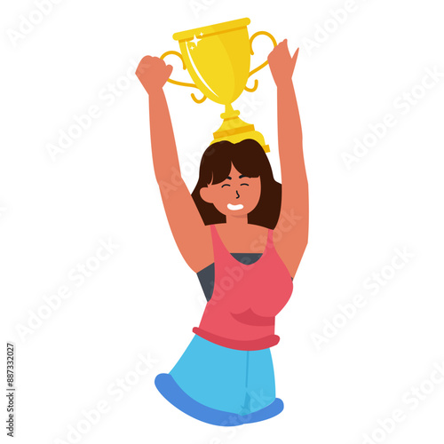 People Winner Character in Flat Design. Vector Illustration