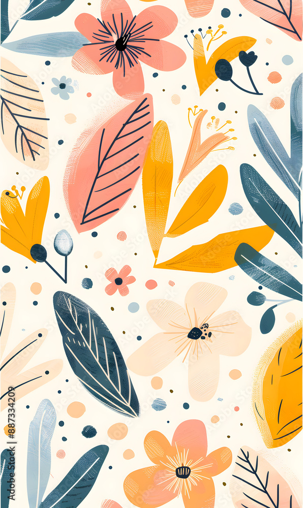 Naklejka premium 2D flower and leaf cards in various styles