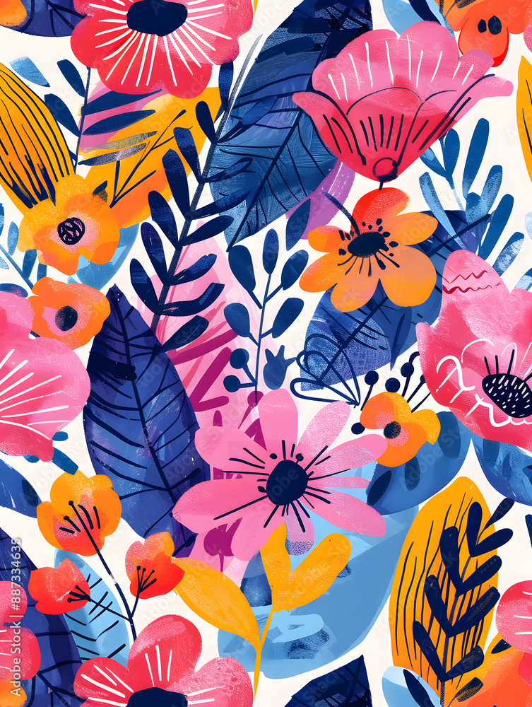 Fototapeta premium 2D flower and leaf cards in various styles