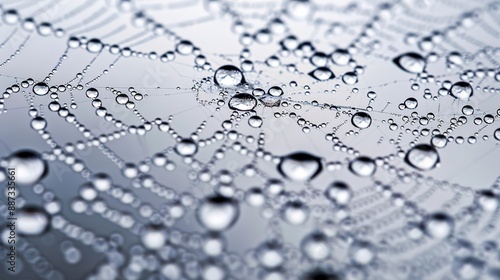 close-up of Spider web covered in water drops 
