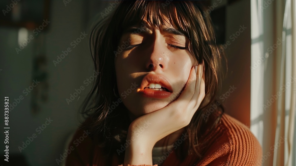A Woman with Eyes Closed in Warm Sunlight A Woman with Eyes Closed in Warm Sunlight