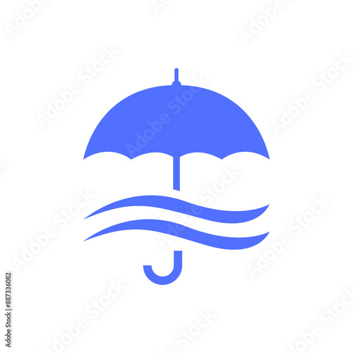 umbrella rainy season concept logo design vector flat