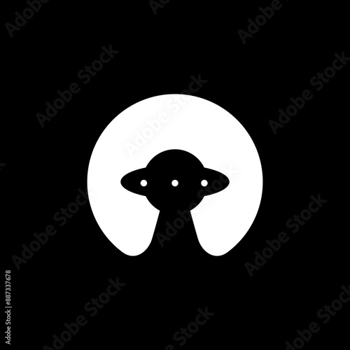 ufo plan futuristic concept logo design vector flat