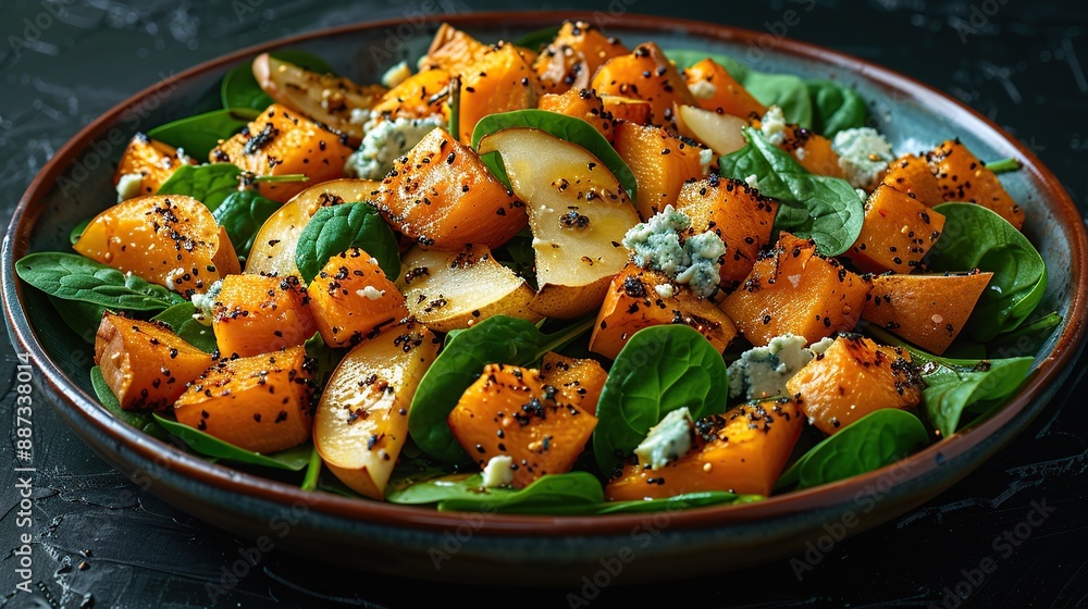 Roasted Butternut Squash Salad with Spinach and Blue Cheese Roasted Butternut Squash Salad with Spinach and Blue Cheese