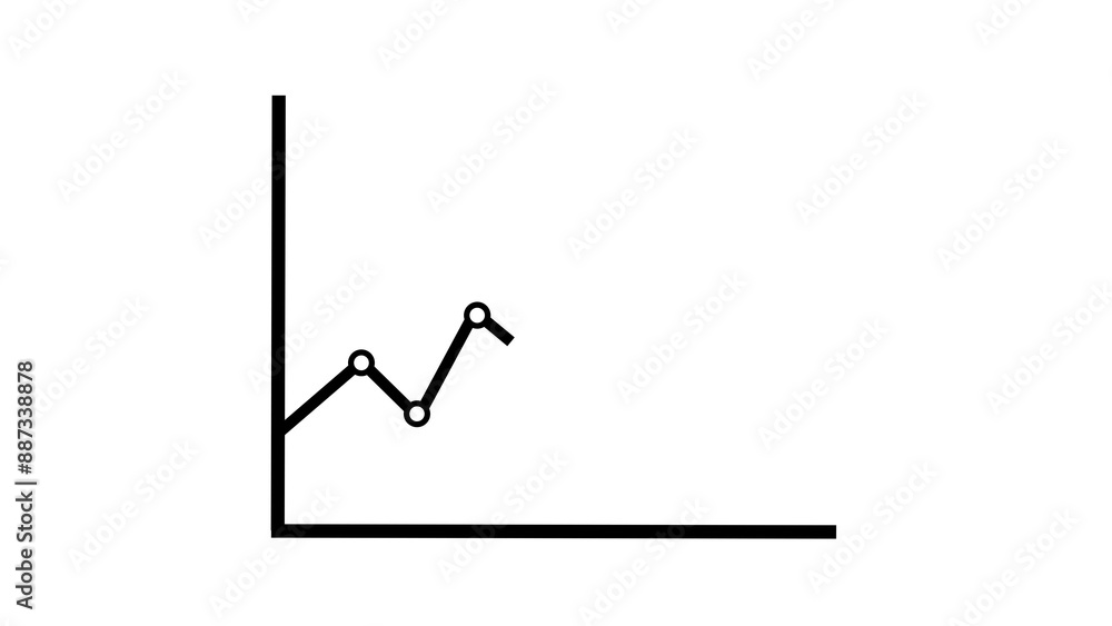 abstract beautiful simple line graph with data points black color 4k illustration on white color background. abstract beautiful simple line graph with data points black color 4k illustration on white color background.