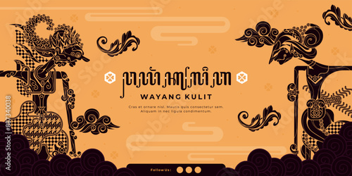 hand drawn wayang kulit background means indonesian traditional puppets