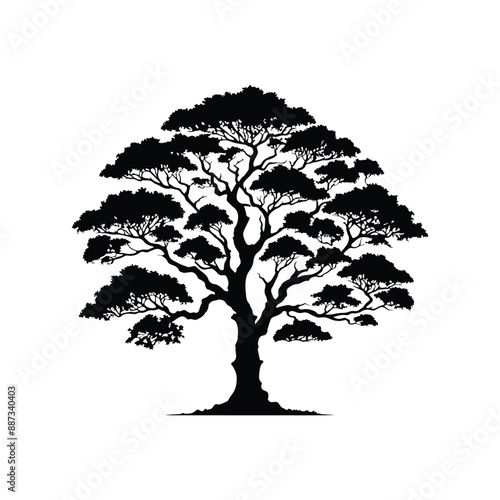 Tree Vector Silhouette Illustration Design Template