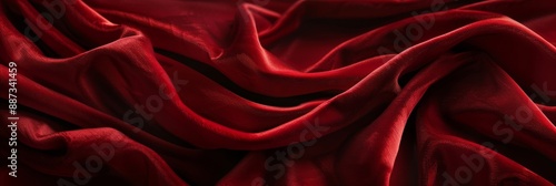 A close-up shot of rich red velvet fabric, showcasing its luxurious, smooth texture and subtle folds