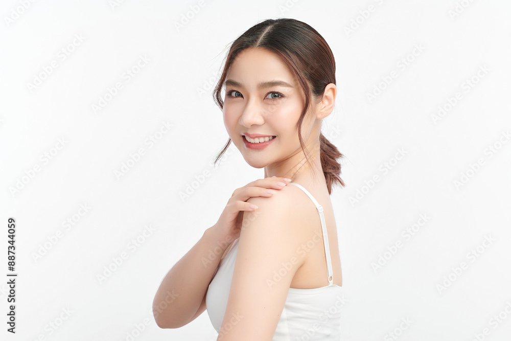 Beautiful young asian woman with clean fresh skin on white background, Face care, Facial treatment, Cosmetology, beauty and spa, Asian women portrait. Beautiful young asian woman with clean fresh skin on white background, Face care, Facial treatment, Cosmetology, beauty and spa, Asian women portrait.