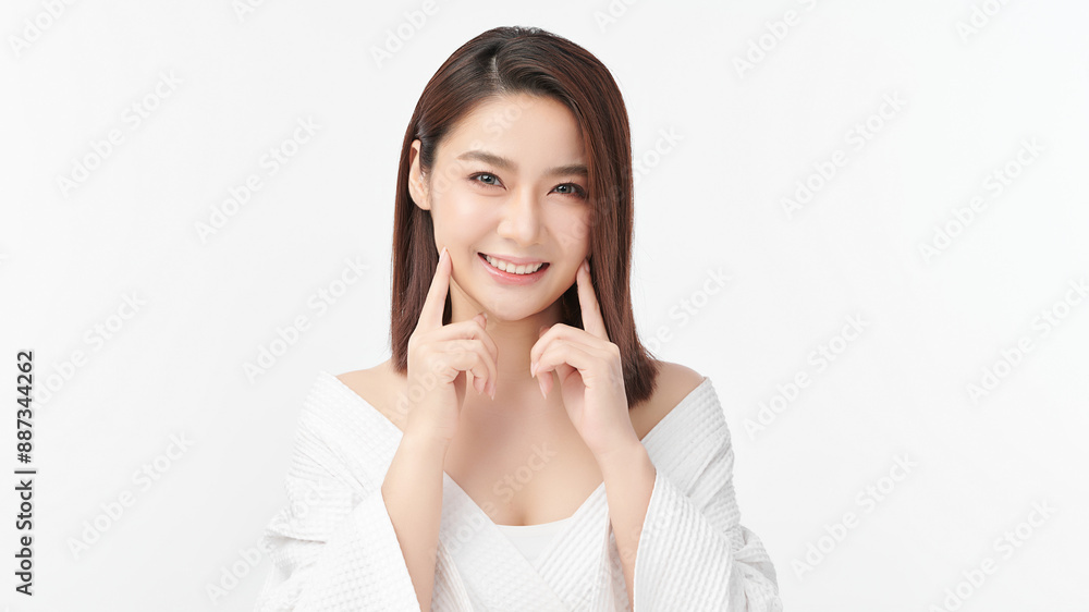 Beautiful young asian woman with clean fresh skin on white background, Face care, Facial treatment, Cosmetology, beauty and spa, Asian women portrait. Beautiful young asian woman with clean fresh skin on white background, Face care, Facial treatment, Cosmetology, beauty and spa, Asian women portrait.