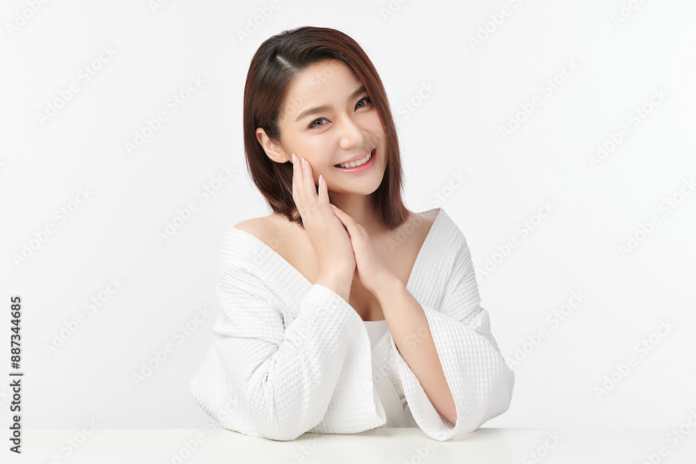 Beautiful young asian woman with clean fresh skin on white background, Face care, Facial treatment, Cosmetology, beauty and spa, Asian women portrait. Beautiful young asian woman with clean fresh skin on white background, Face care, Facial treatment, Cosmetology, beauty and spa, Asian women portrait.