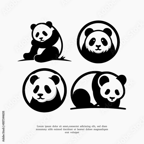 Collection of panda silhouette logo