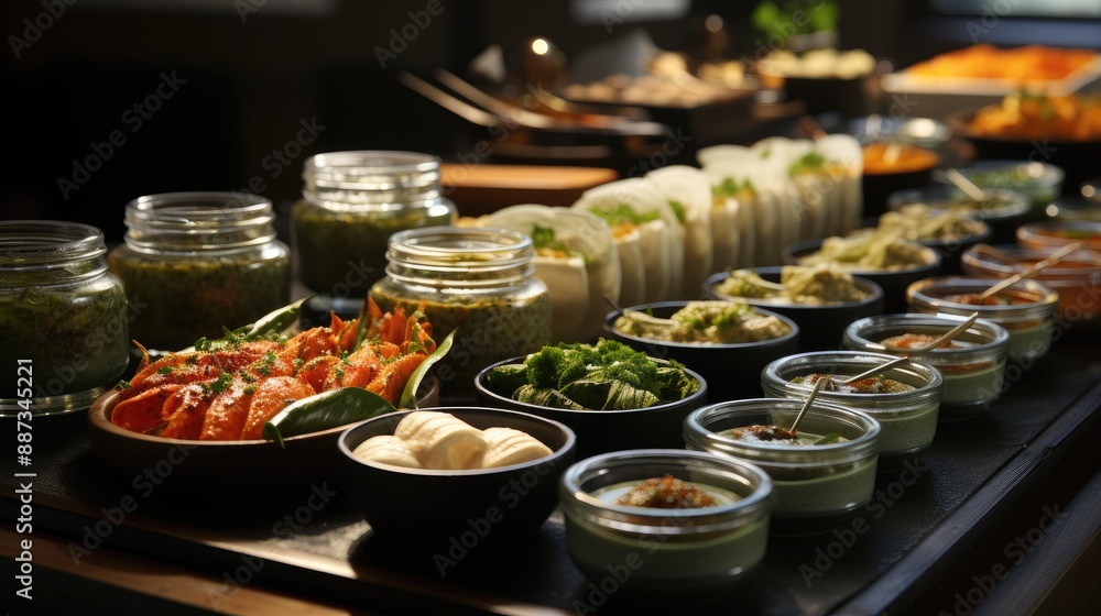 Indian ethnic food buffet on white concrete Indian ethnic food buffet on white concrete