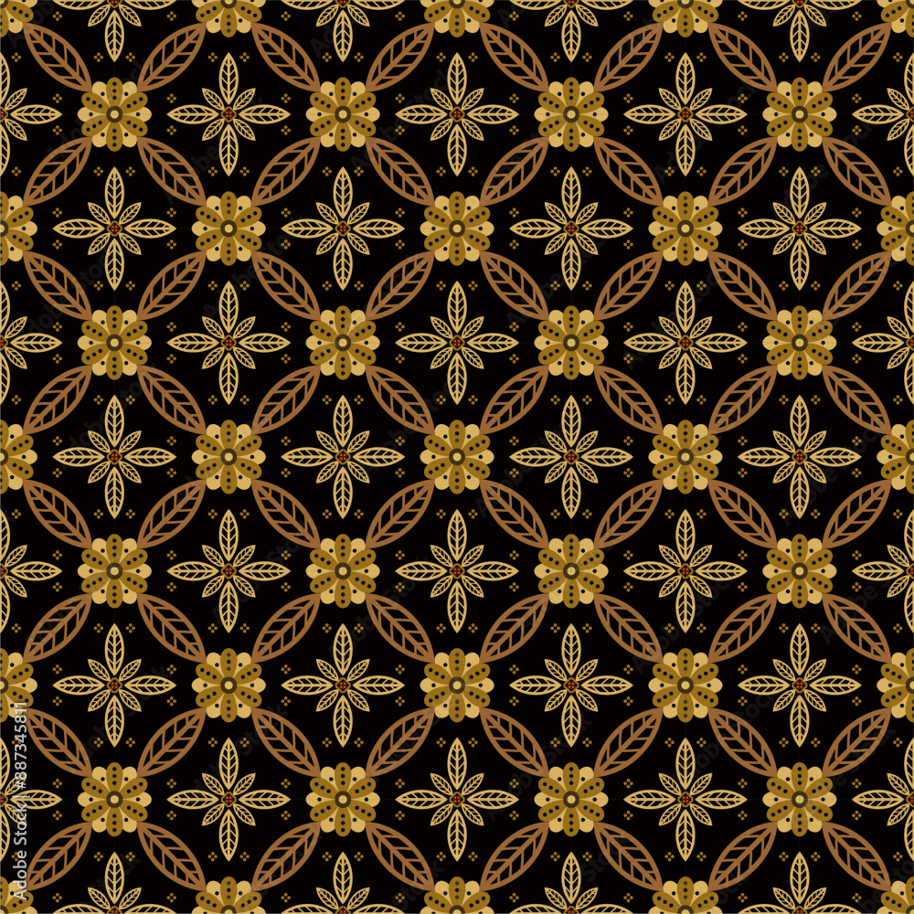 Vector Javanese ethnic batik pattern template with a beautiful and elegant natural color combination Vector Javanese ethnic batik pattern template with a beautiful and elegant natural color combination