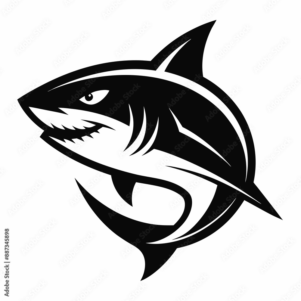 Fototapeta premium shark cartoon isolated on white