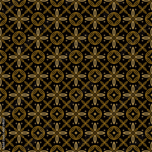 Vector Javanese ethnic batik pattern template with a beautiful and elegant natural color combination