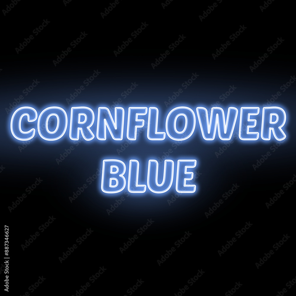 Neon cornflower blue colour and text isolated on black background. Illustration text, Neon inscription with backlight in Bold style, Isolated glowing title for decoration. Neon cornflower blue colour and text isolated on black background. Illustration text, Neon inscription with backlight in Bold style, Isolated glowing title for decoration.