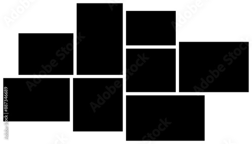 Family photo collage frames template for interior design. Vector collage layout for photo montage. square rectangle grid layout.