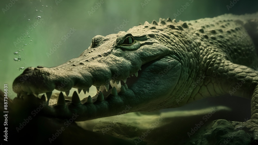 Obraz premium crocodile alligator under water closeup