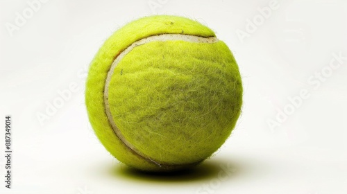 Close-up of a tennis ball with a white background.