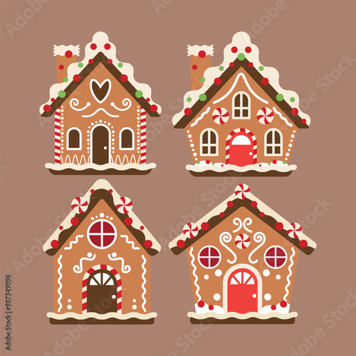 Christmas Gingerbread House With Sweets Vector Illustration