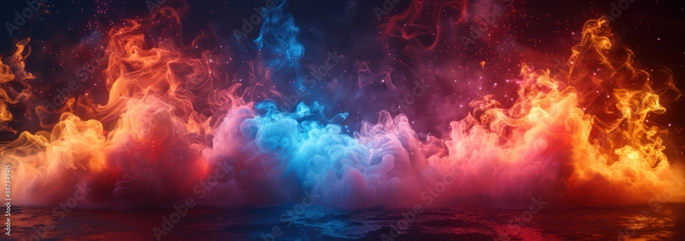 Abstract Smoke Art with Blue and Orange Swirls Abstract Smoke Art with Blue and Orange Swirls