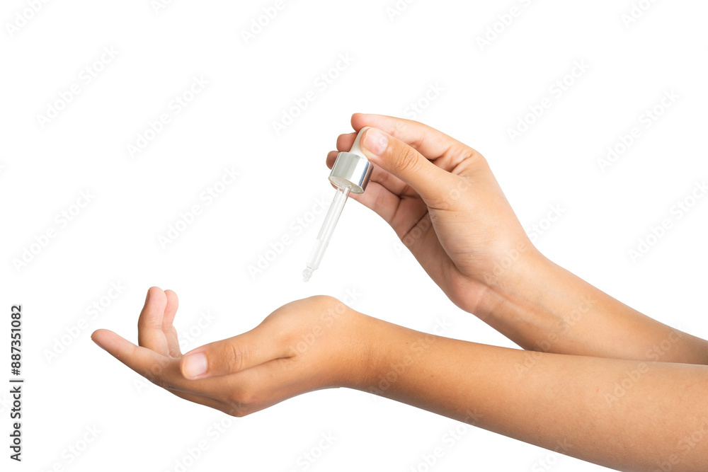hand hatching oil with dropper isolated on white hand hatching oil with dropper isolated on white