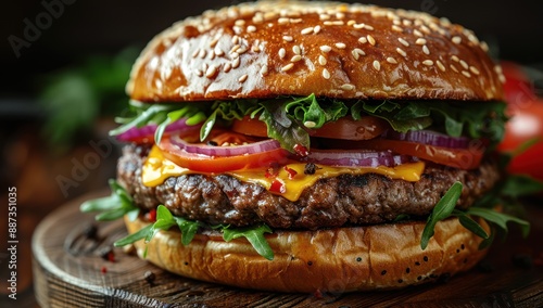 Juicy Cheeseburger with Sesame Seed Bun