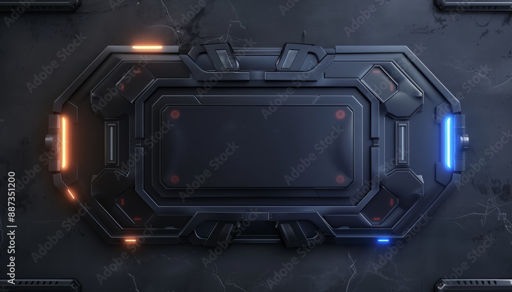 Fototapeta premium Futuristic scifi spaceship control panel with glowing lights